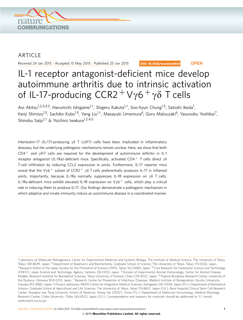 IL-1 Receptor Antagonist-Deficient Mice Develop Autoimmune Arthritis Due