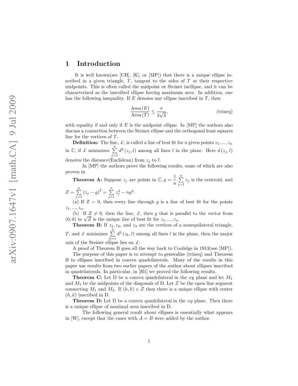 An Area Inequality for Ellipses Inscribed in Quadrilaterals