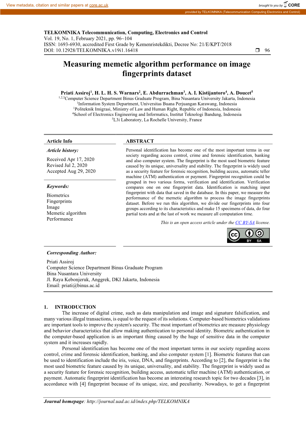 Measuring Memetic Algorithm Performance on Image Fingerprints Dataset