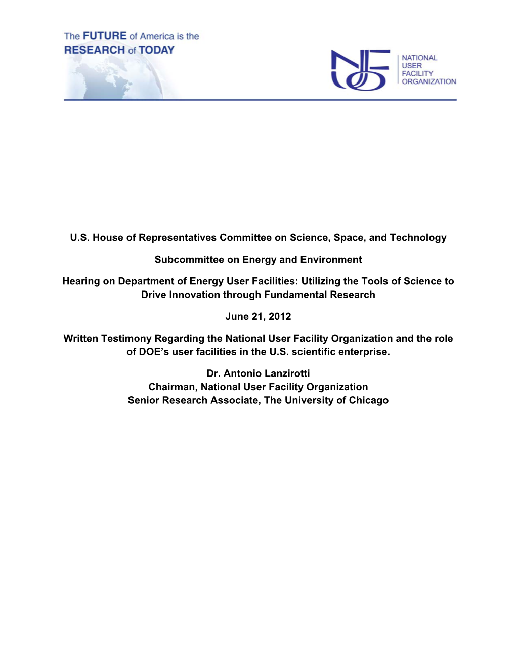U.S. House of Representatives Committee on Science, Space, and Technology
