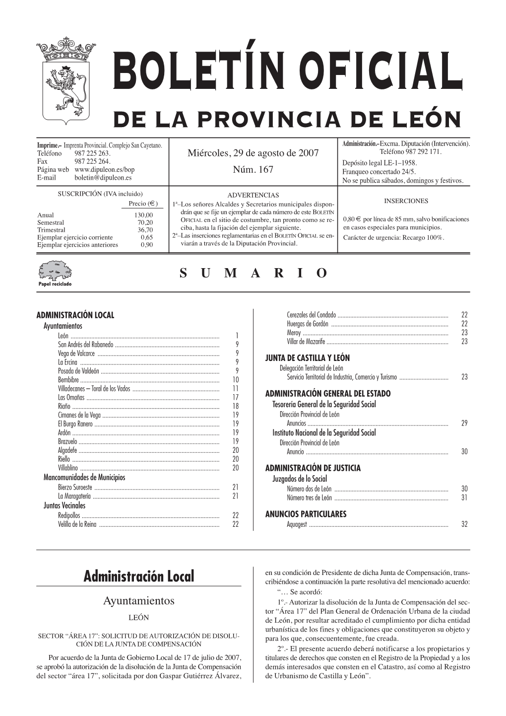 Boletín Oficial De La Provincia De León