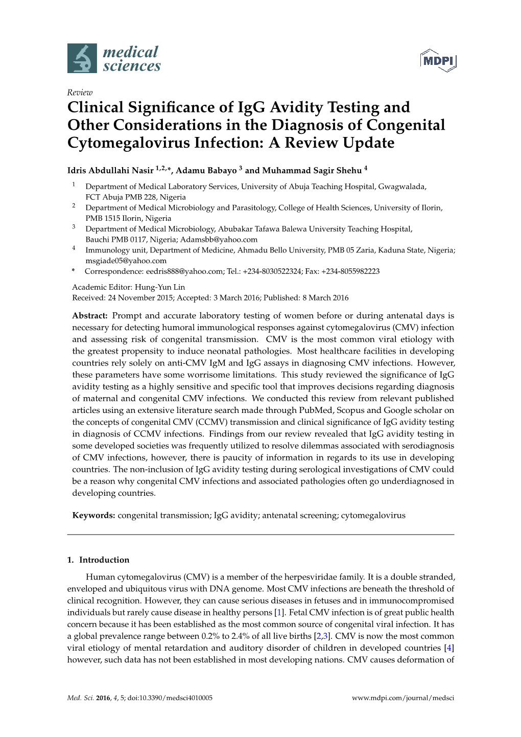 Clinical Significance of Igg Avidity Testing and Other