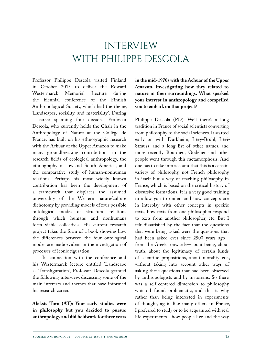 Interview with Philippe Descola