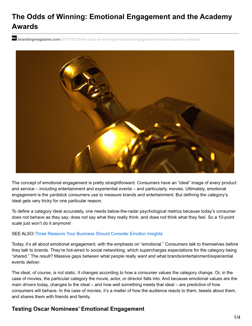 Emotional Engagement and the Academy Awards