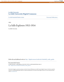 La Salle Explorers 1953-1954 La Salle University