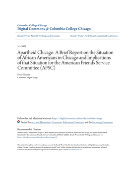 Apartheid Chicago: a Brief Report on the Situation of African Americans