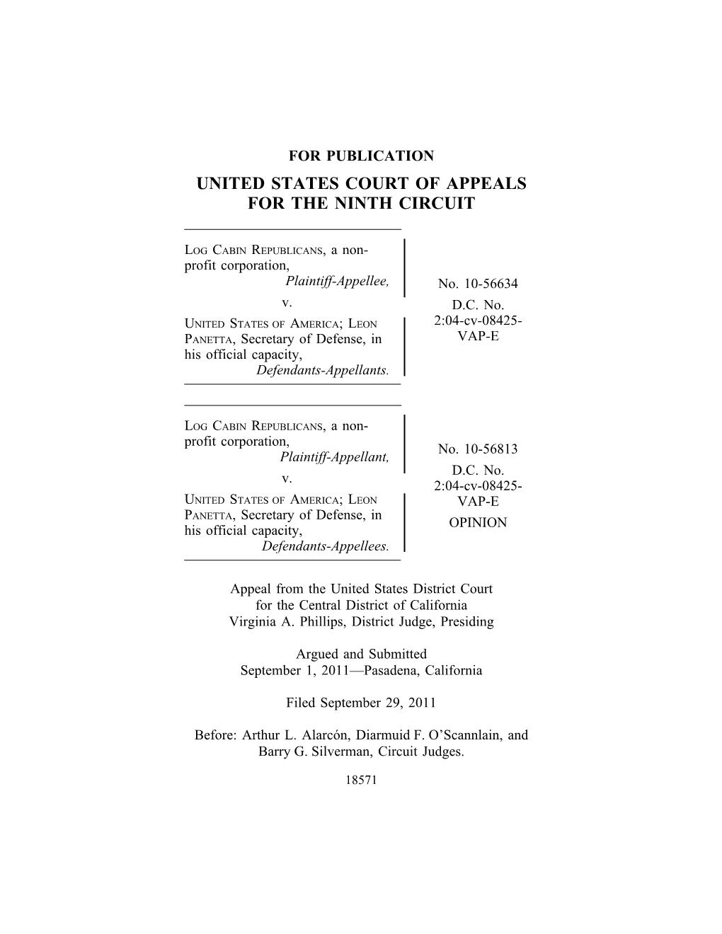 LOG CABIN REPUBLICANS V. UNITED STATES Per Curiam Opinion; Concurrence by Judge O’Scannlain LOG CABIN REPUBLICANS V