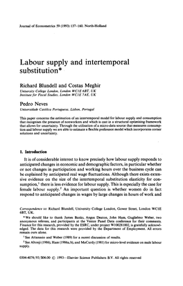 Labour Supply and Intertemporal Substitution*