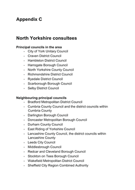 Appendix C North Yorkshire Consultees