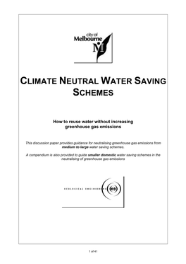 Climate Neutral Water Saving Schemes Discussion Paper