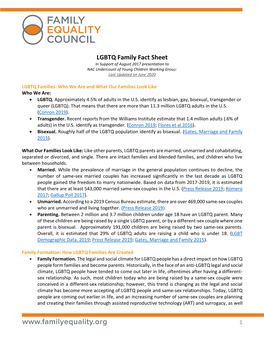 LGBTQ Family Fact Sheet in Support of August 2017 Presentation to NAC Undercount of Young Children Working Group: Last Updated on June 2020