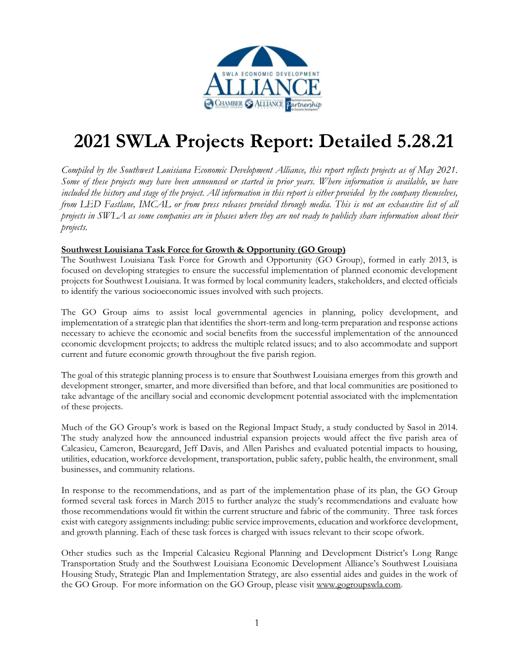 2021 SWLA Projects Report: Detailed 5.28.21