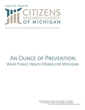 An Ounce of Prevention: What Public Health Means for Michigan