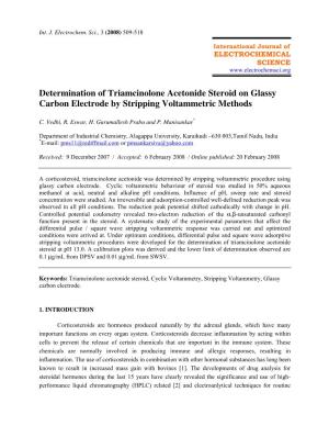 Determination of Triamcinolone Acetonide Steroid on Glassy Carbon Electrode by Stripping Voltammetric Methods
