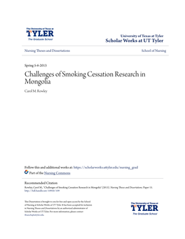 Challenges of Smoking Cessation Research in Mongolia Carol M