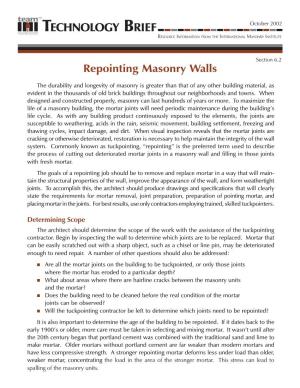 Repointing Masonry Walls
