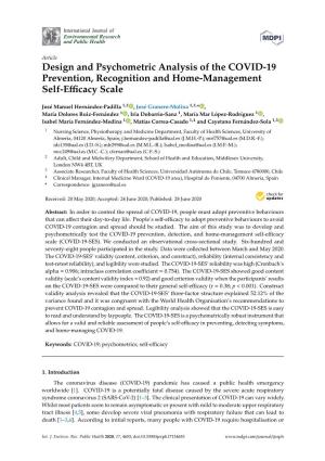 Design and Psychometric Analysis of the COVID-19 Prevention, Recognition and Home-Management Self-Eﬃcacy Scale