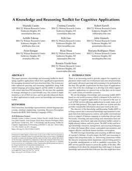 A Knowledge and Reasoning Toolkit for Cognitive Applications