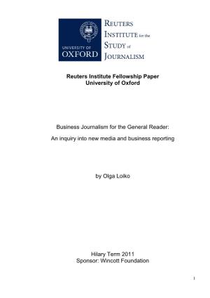 Business Journalism for the General Reader