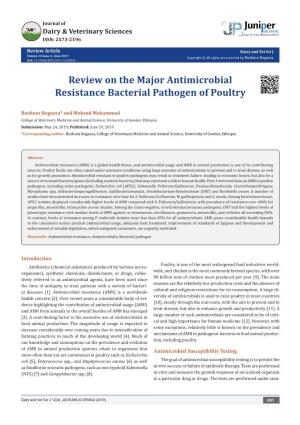Review on the Major Antimicrobial Resistance Bacterial Pathogen of Poultry