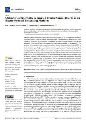 Utilising Commercially Fabricated Printed Circuit Boards As an Electrochemical Biosensing Platform