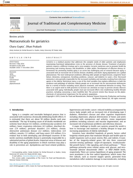 Nutraceuticals for Geriatrics