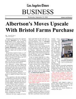 Albertson's Moves Upscale with Bristol Farms Purchase
