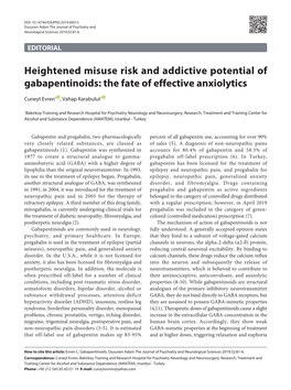 Heightened Misuse Risk and Addictive Potential of Gabapentinoids: the Fate of Effective Anxiolytics