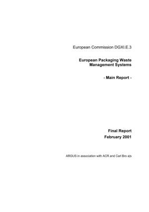 Report on European Packaging Waste Management Systems