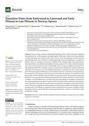 Transition Dates from Earlywood to Latewood and Early Phloem to Late Phloem in Norway Spruce
