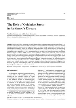 The Role of Oxidative Stress in Parkinson's Disease