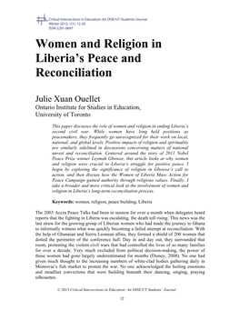 Women and Religion in Liberia's Peace and Reconciliation