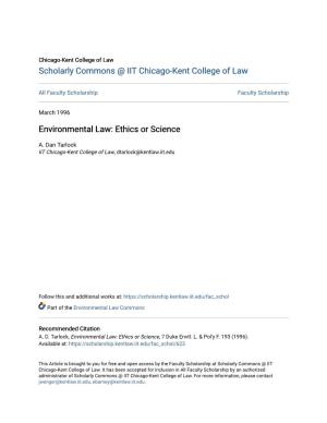 Environmental Law: Ethics Or Science