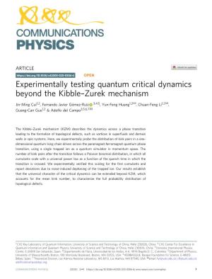 Experimentally Testing Quantum Critical Dynamics Beyond The