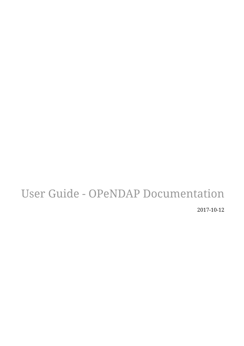 User Guide - Opendap Documentation