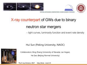 X-Ray Counterpart of Gws Due to Binary Neutron Star Mergers