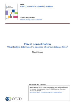 Fiscal Consolidation: What Factors Determine the Success of Consolidation Efforts?”, OECD Journal: Economic Studies, Vol