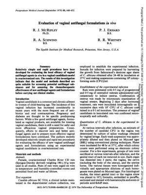 Evaluation of Vaginal Antifungal Formulations in Vivo R. J. MCRIPLEY P