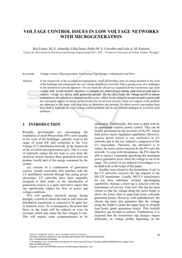 Voltage Control Issues in Low Voltage Networks with Microgeneration