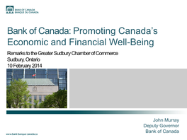 Promoting Canada's Economic and Financial Well-Being
