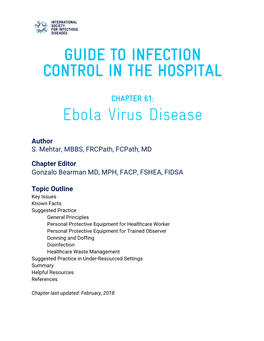 GUIDE to INFECTION CONTROL in the HOSPITAL Ebola Virus Disease