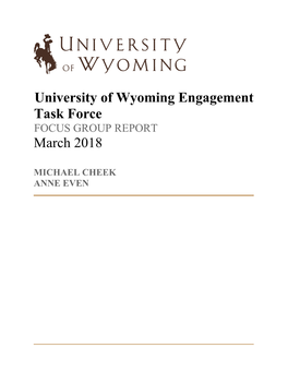 University of Wyoming Engagement Task Force March 2018