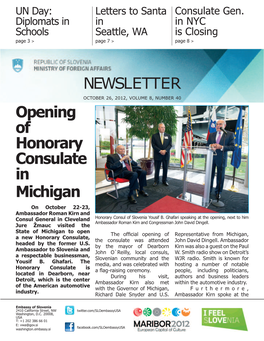 NEWSLETTER Opening of Honorary Consulate in Michigan