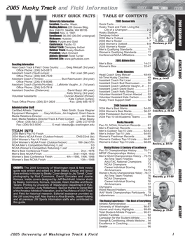 2005 Husky Track and Field Information
