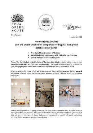 Worldballetday 2021 Join the World's Top Ballet Companies for Biggest