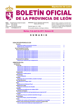 Boletín Oficial De La Provincia De León