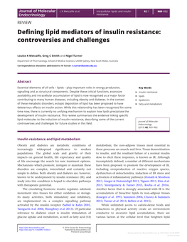 Defining Lipid Mediators of Insulin Resistance: Controversies and Challenges