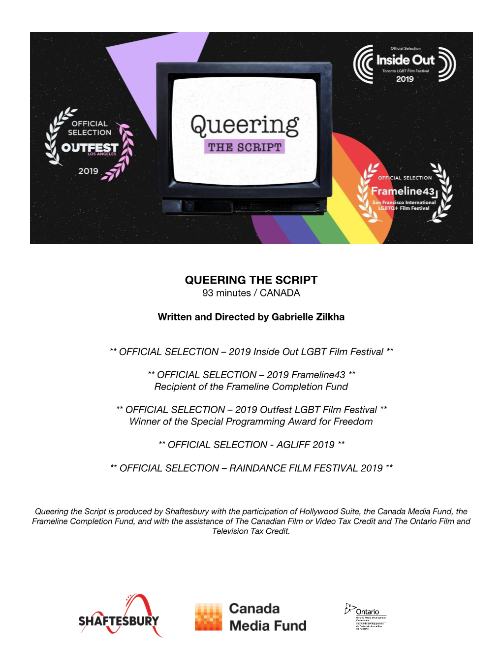 QUEERING the SCRIPT 93 Minutes / CANADA