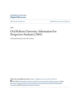 Information for Perspective Students (1965) Holy Spirit Research Center ORU Library