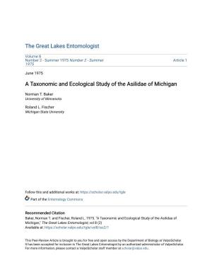 A Taxonomic and Ecological Study of the Asilidae of Michigan